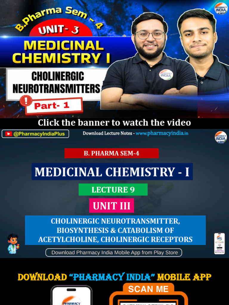 Medicinal Chemistry Unit - 3 p1 Bp402t | PDF | Acetylcholine | Physiology