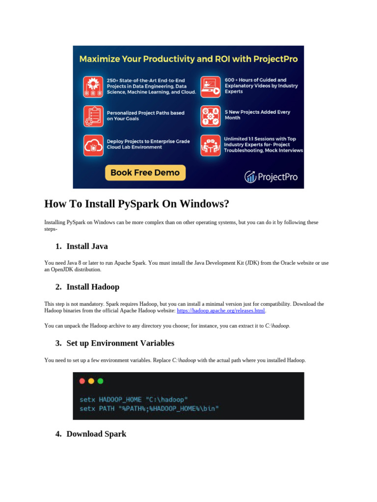 Install PySpark on Windows Guide | PDF | Apache Spark | Java Version ...