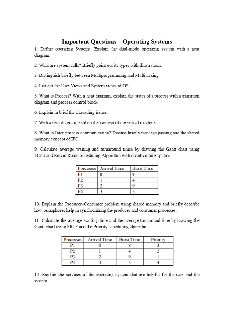OS Important Questions.docx | PDF