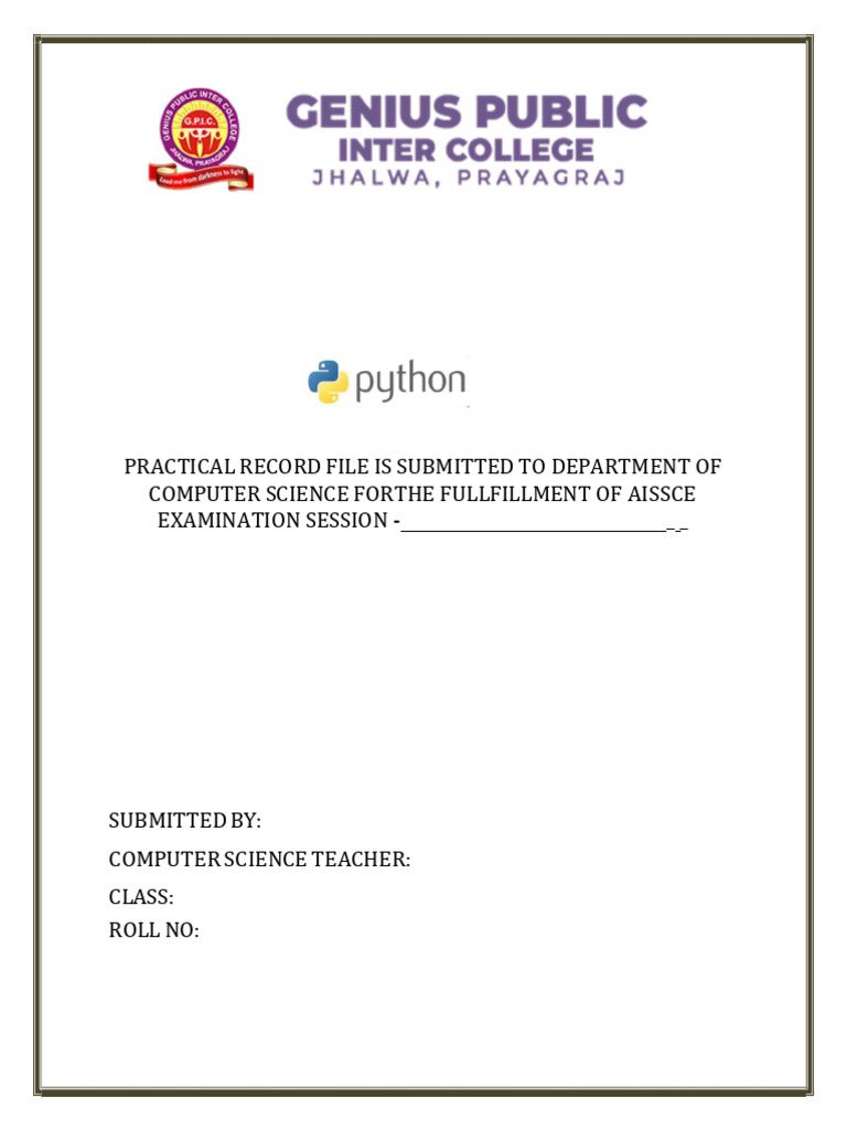 Python Programming Practical Record | PDF