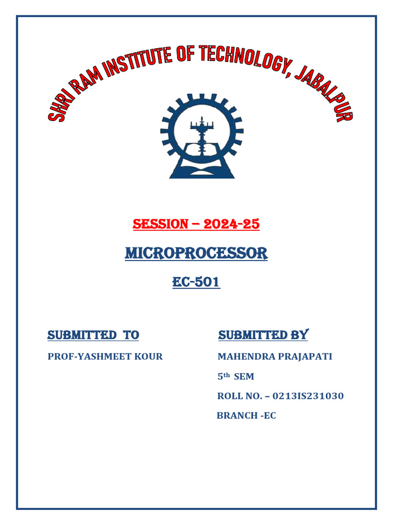 Microprocessor EC-501 Session 2024-25 | PDF
