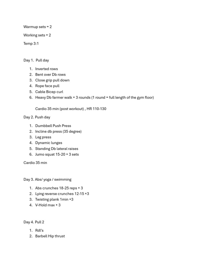 5-Day Strength Training Workout Plan | PDF