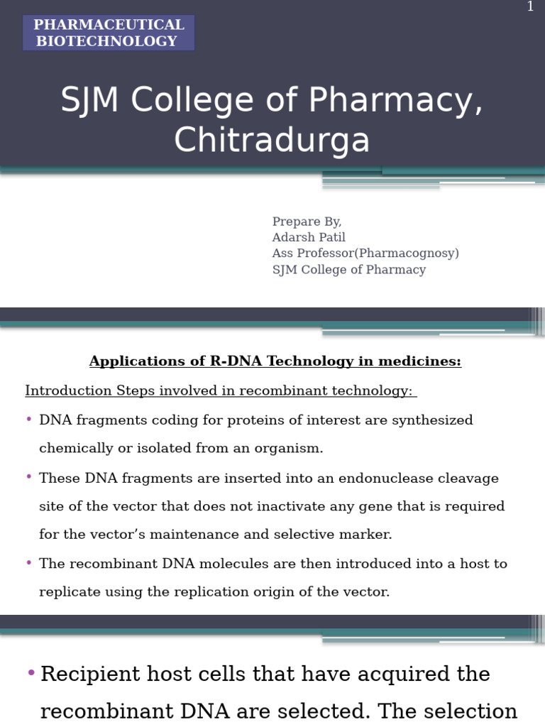 Recombinant DNA Technology in Medicine | PDF | Recombinant Dna ...