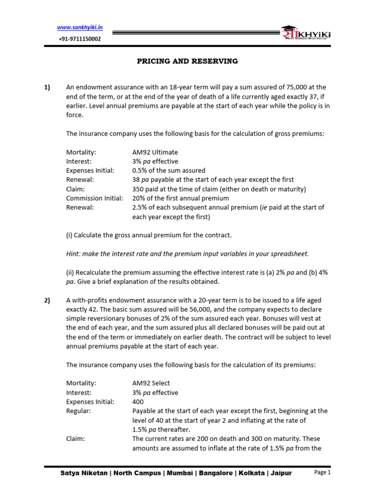 Insurance Premium Calculations Guide | PDF | Life Insurance | Insurance