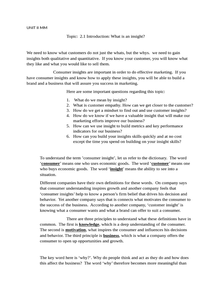 Understanding Consumer Insights for Marketing | PDF | Marketing ...