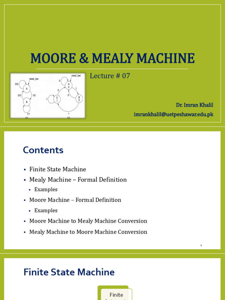 Mealy and Moore Machine Overview | PDF | Digital Electronics | Theory ...