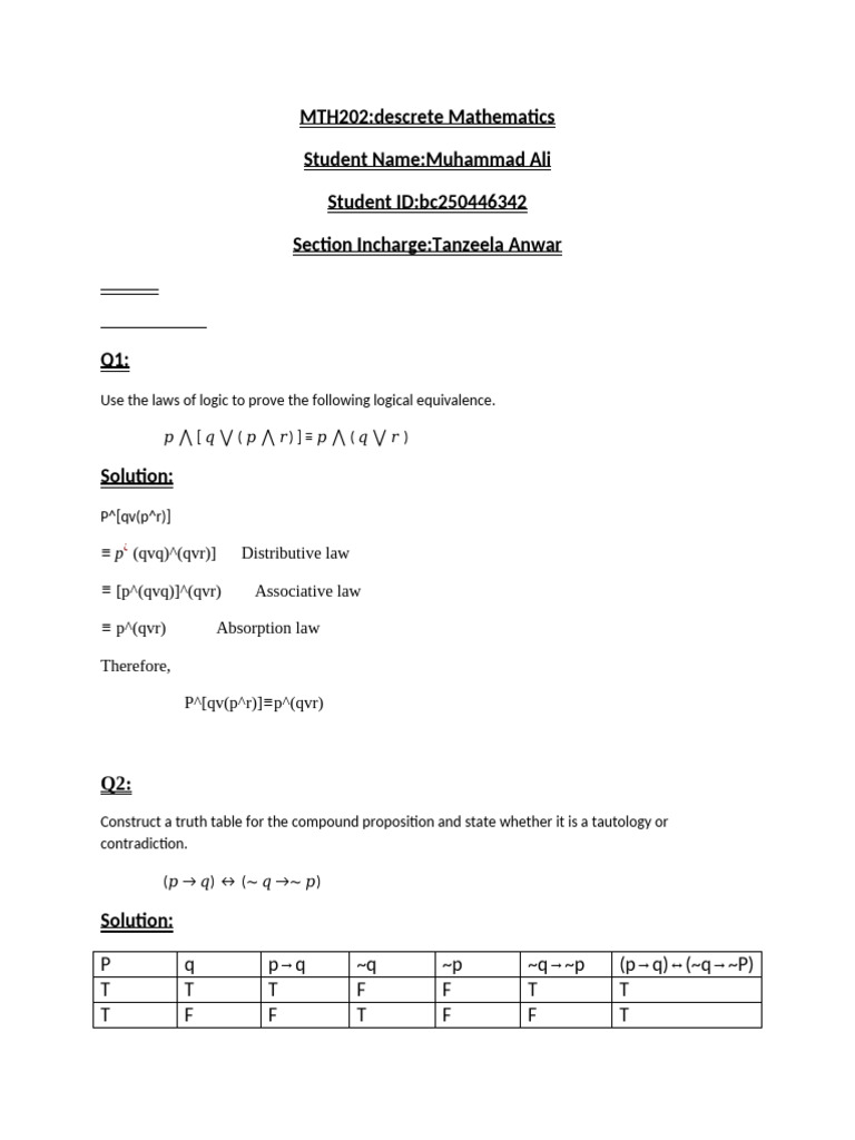 Logical Equivalences and Proofs in Discrete Math | PDF | Syntax (Logic ...