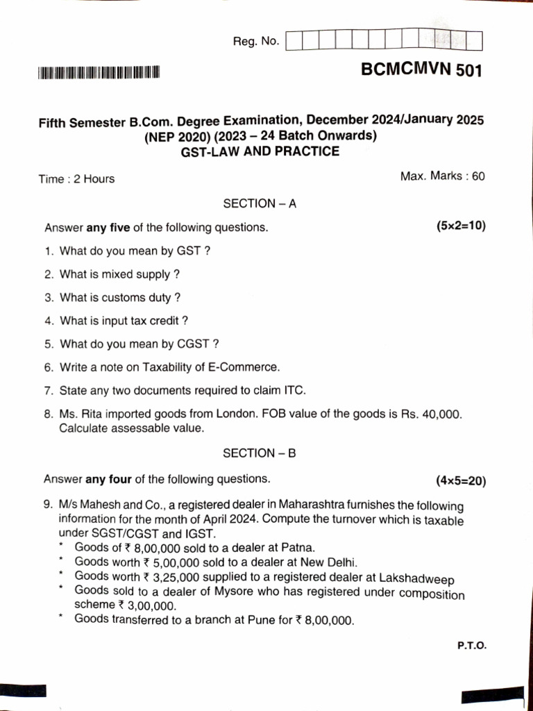 GST Law and Practice Exam Guide | PDF | Taxes | Value Added Tax