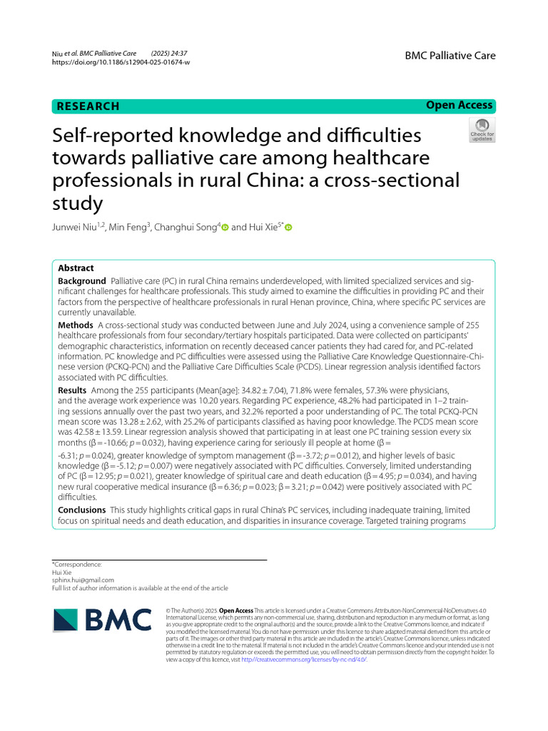 Palliative Care Challenges in Rural China | PDF | Palliative Care ...