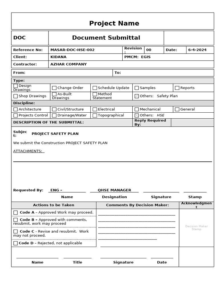 HSE DOC Document Submittals Form | PDF