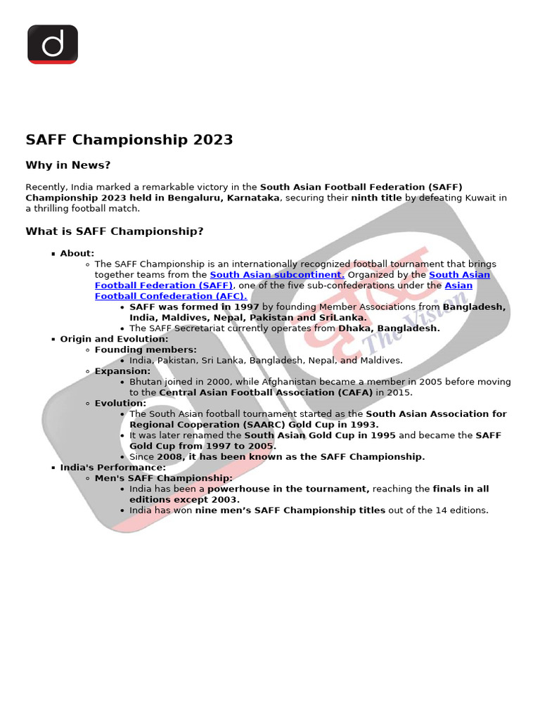 SAFF Championship | PDF