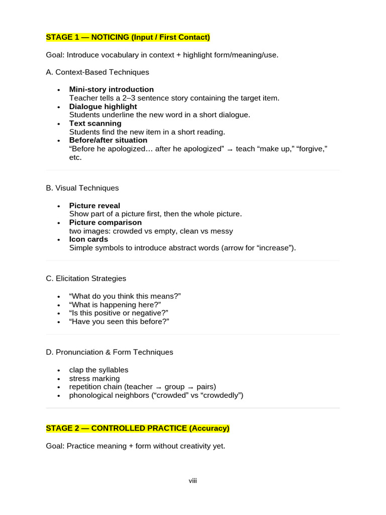 Vocabulary Teaching Techniques Guide | PDF