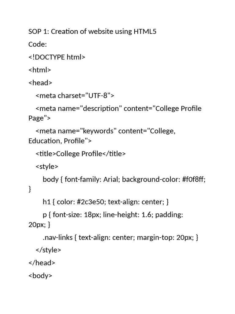 HTML5 College Website Creation Guide | PDF