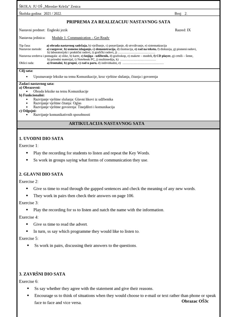 Module 1 Communication - Get Ready - Obr | PDF