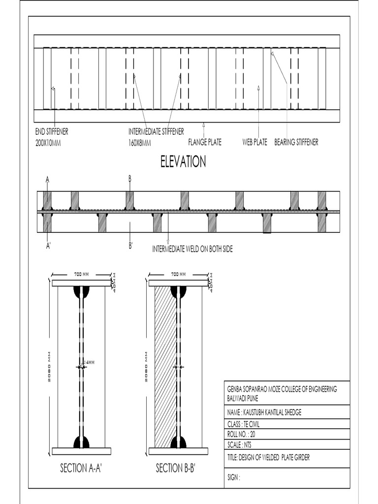 Welded Plate Girder Design Details | PDF