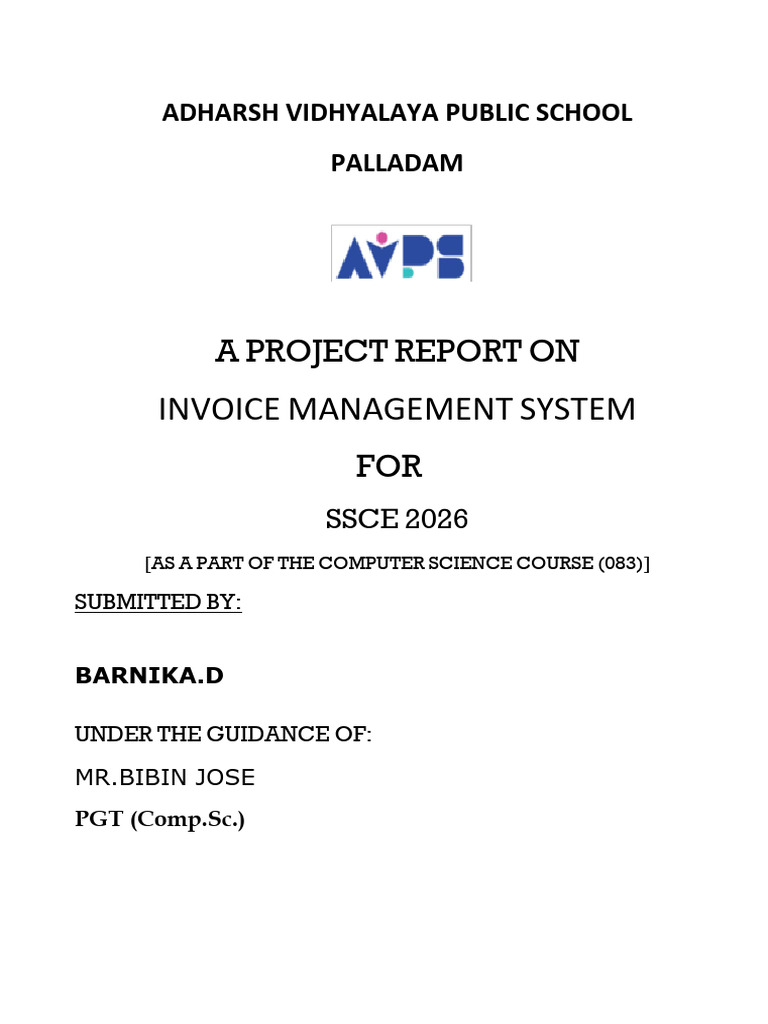 Invoice Management System Project Report | PDF | Software Development ...