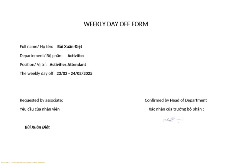 2025 01 15 Weekly Day Off | PDF