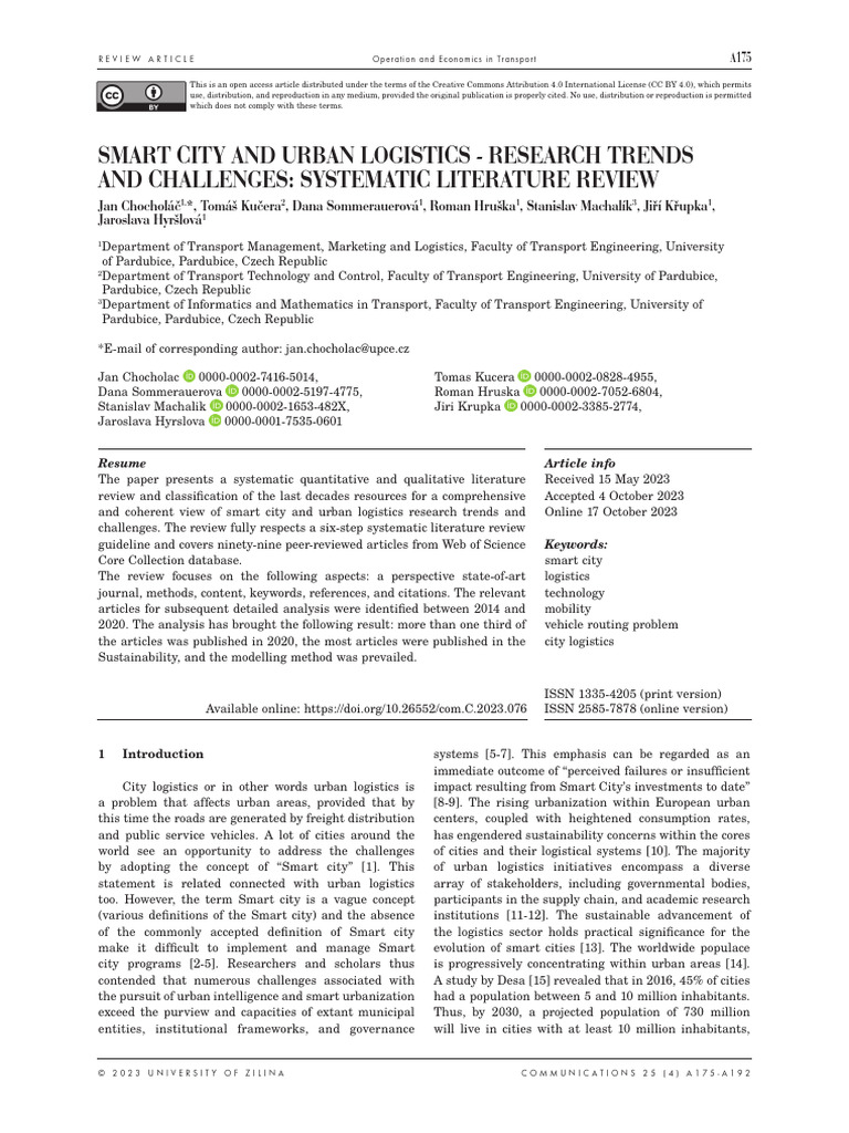 Smart City and Urban Logistics - Research Trends A | PDF | Internet Of ...
