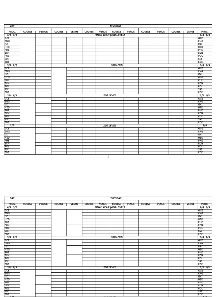 2025/2026 Academic Session Timetable | PDF