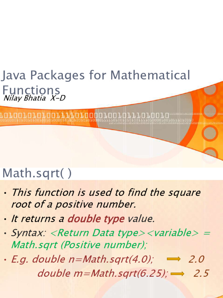 Java Math Functions Overview | PDF | Trigonometric Functions ...