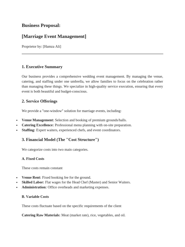 Wedding Event Management Proposal | PDF