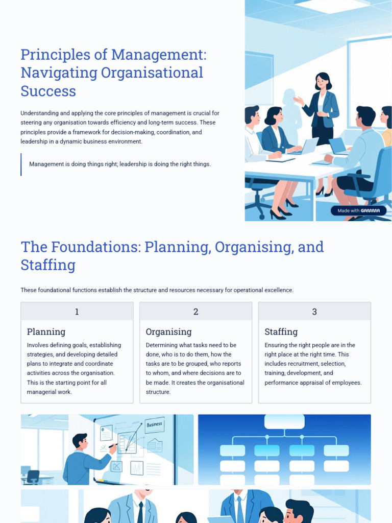 Principles of Management Navigating Organisational Success | PDF ...