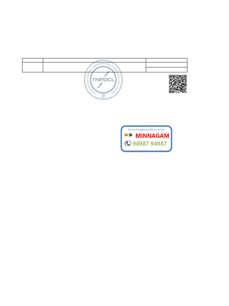 Tamil Nadu Electricity Bill Receipt | PDF