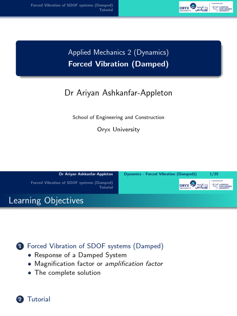 Damped Forced Vibration in SDOF Systems | PDF | Damping | Resonance