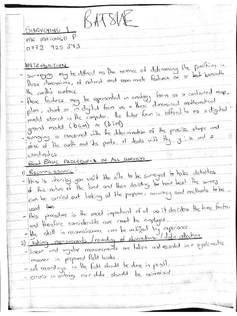 Survey Notes National Certificate Civil Engineering | PDF