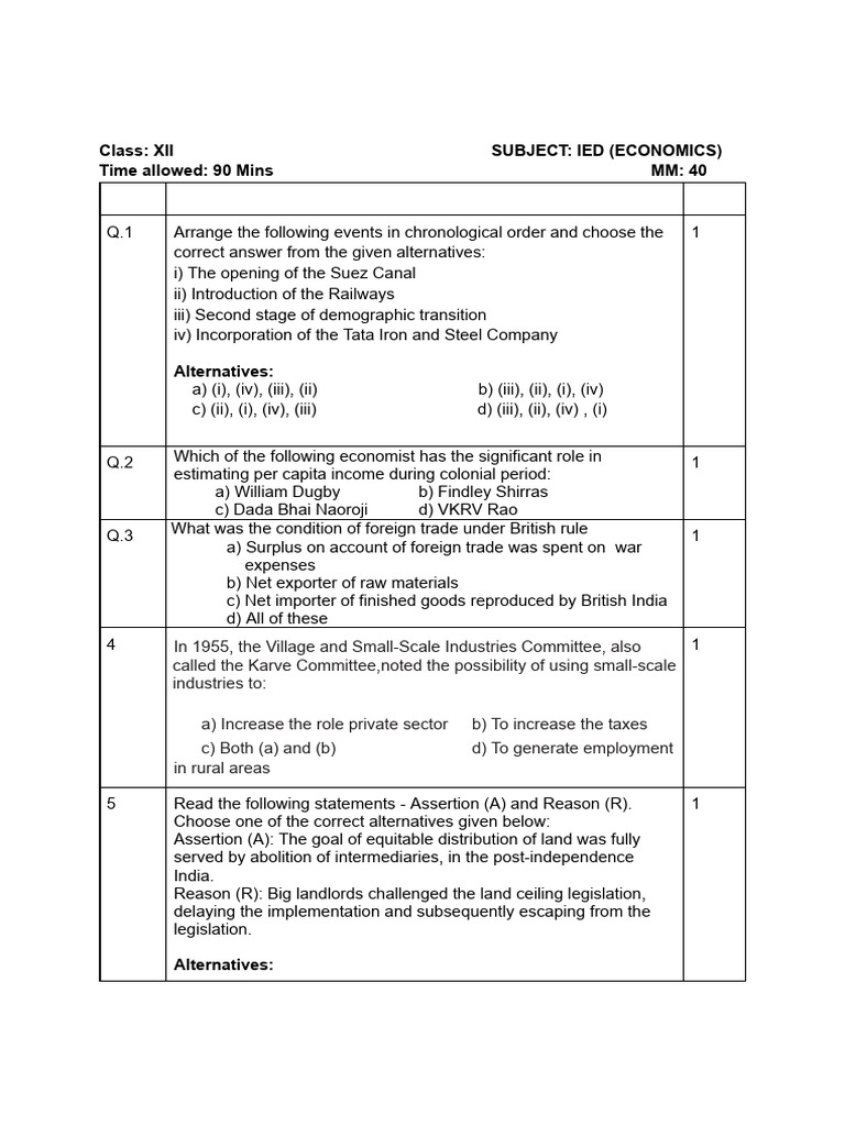 Test-Unit 1 IED Till LPG PDF | PDF | Green Revolution | Reason