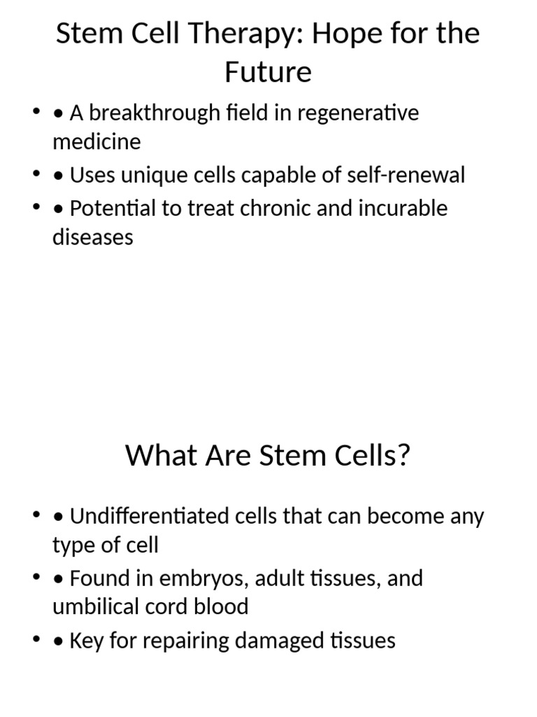 Stem Cell Therapy: Future of Healing | PDF