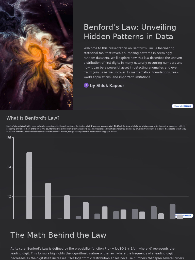 Benford's Law: Patterns in Data Analysis | PDF | Fraud | Data Analysis