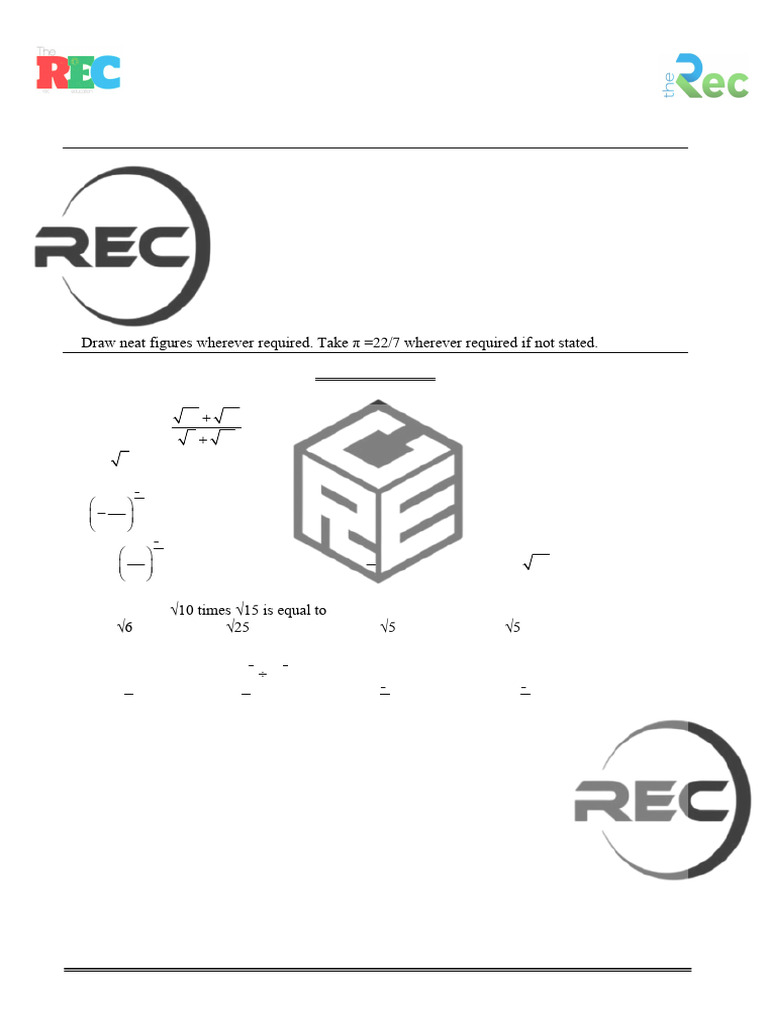 Mathematics Sample Paper Class IX 2025 | PDF | Area | Angle