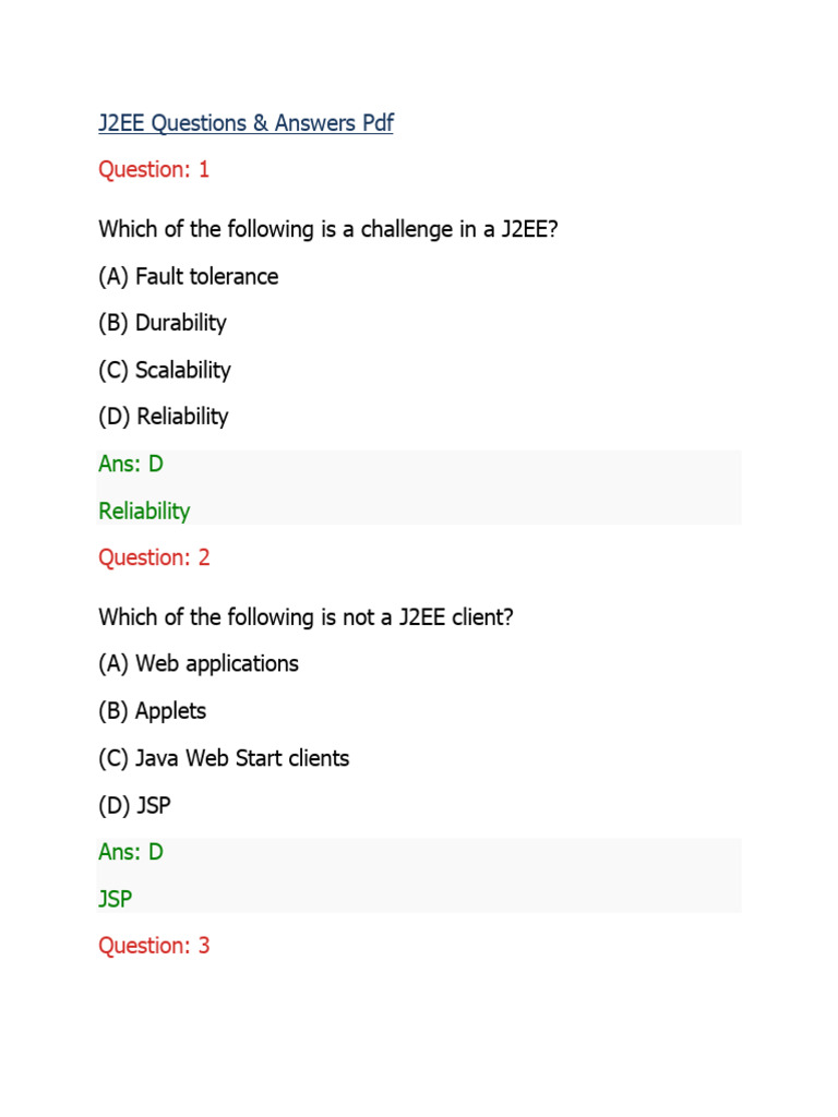J2EE Interview Questions & Answers Guide | PDF