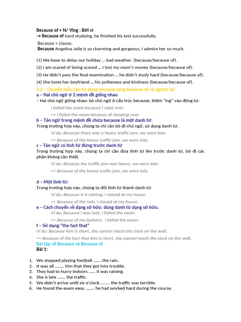Using Because and Because Of in English | PDF | Chess Theory | Chess