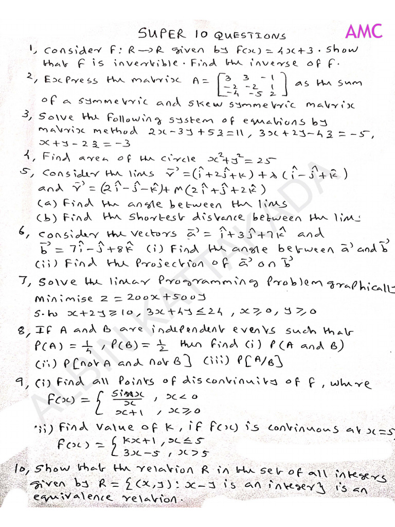 Super 10 Qns and Answrs | PDF