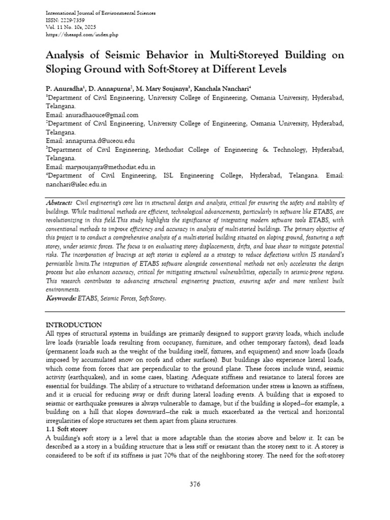 Seismic Analysis of Soft-Storey Buildings | PDF | Structural Load ...