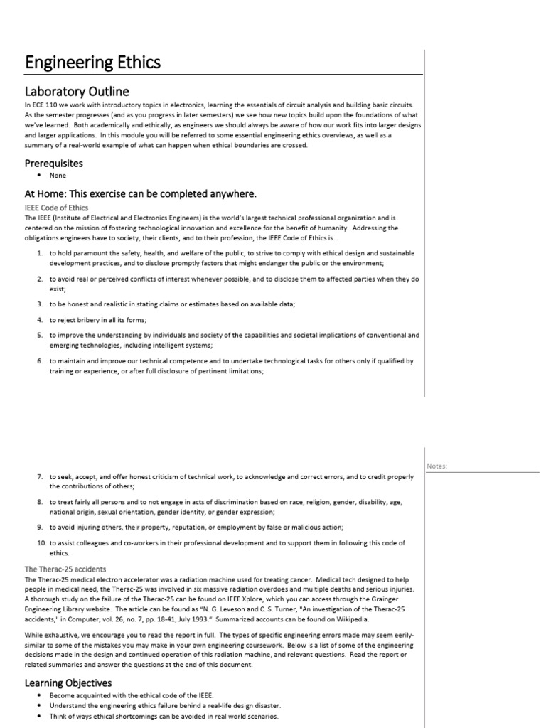 Engineering Ethics in ECE 110 Lab | PDF | Engineering | Electronic ...