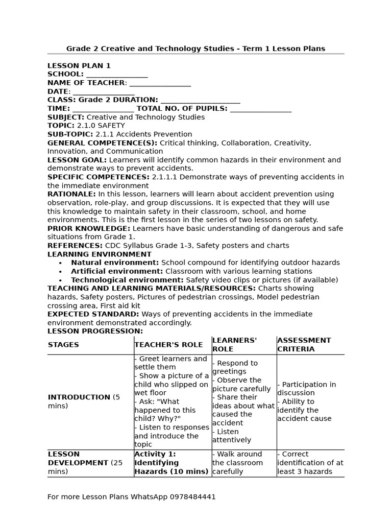 Grade 2 Safety Lesson Plans | PDF | Lesson Plan | Educational Assessment