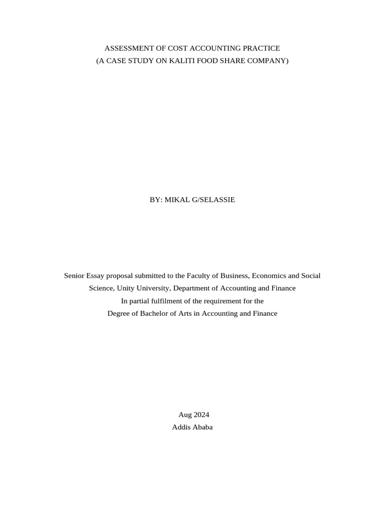 Cost Accounting Practices at Kaliti Food | PDF | Methodology | Cost ...