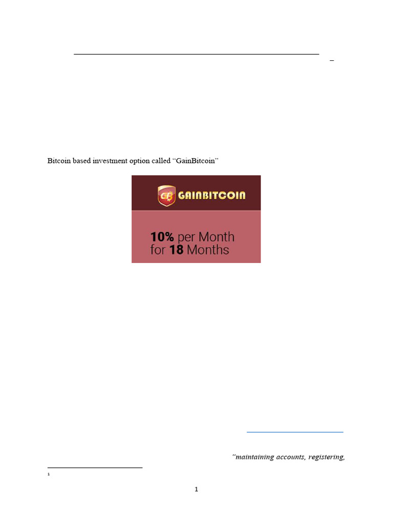GainBitcoin Cryptocurrency Scam | PDF | Bitcoin | Cryptocurrency