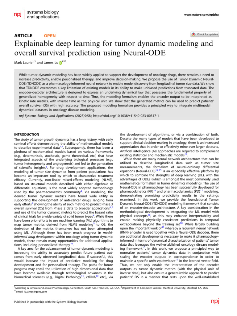 Explainable Deep Learning For Tumor Dynamic Modeling and Overall ...