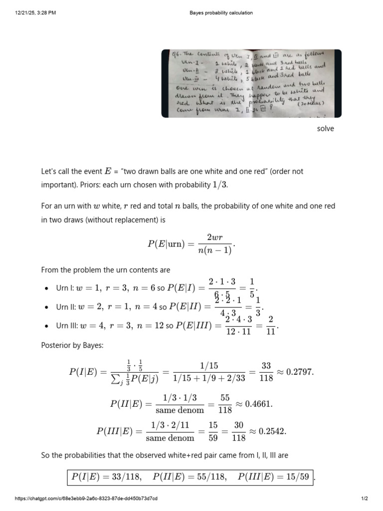 Bayesian Probability Analysis of Urns | PDF | Probability Theory ...