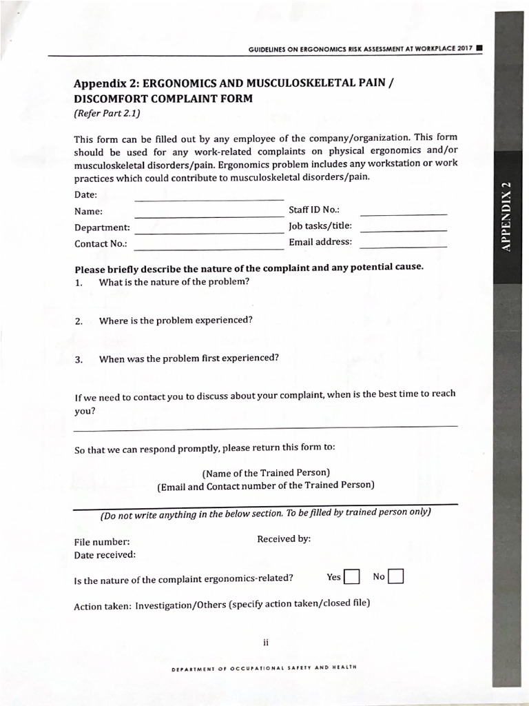 Discomfort Comlaint Form | PDF
