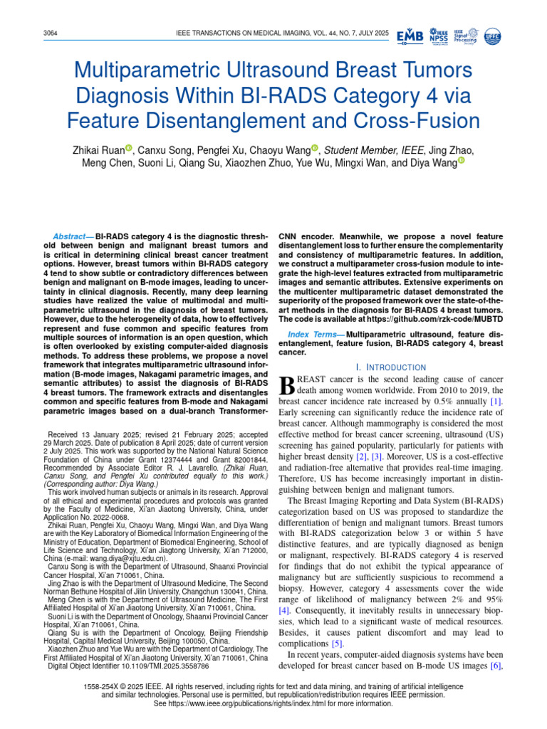 Multiparametric Ultrasound for BI-RADS 4 Diagnosis | PDF | Medical ...