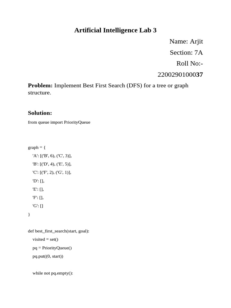 Artificial Intelligence Lab 3 | PDF
