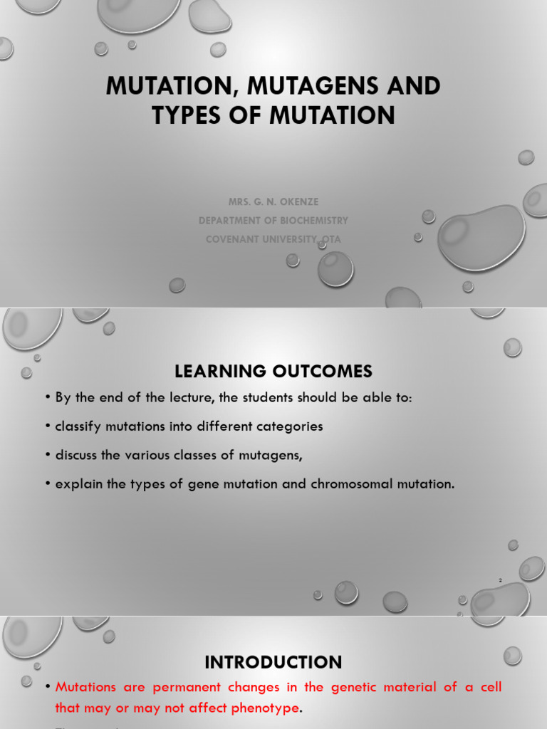 Types of Mutations and Mutagens Explained | PDF | Mutation | Genetic Code