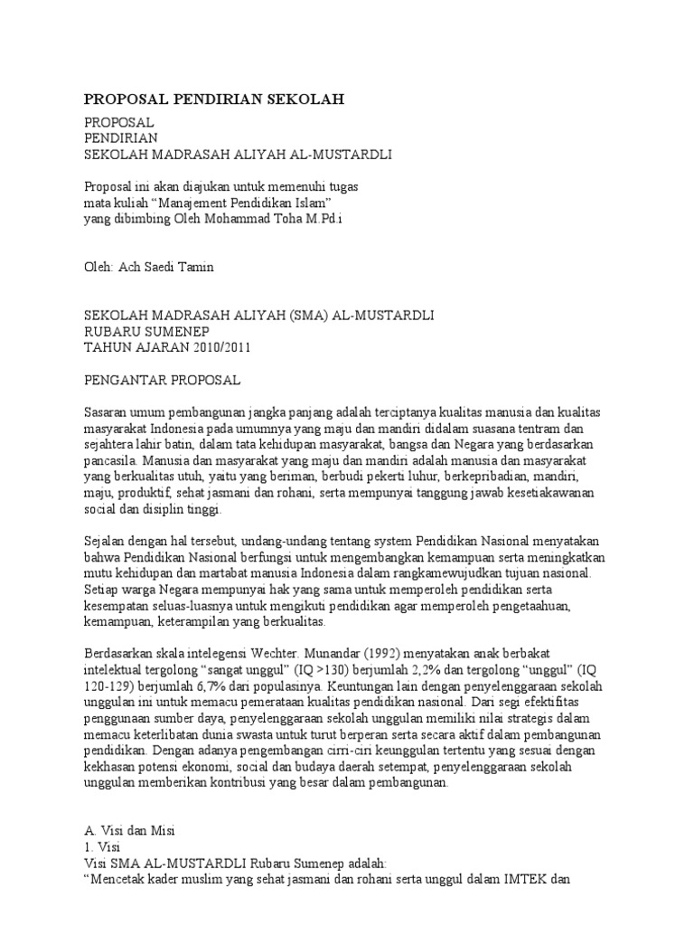 Proposal Pendirian Sekolah