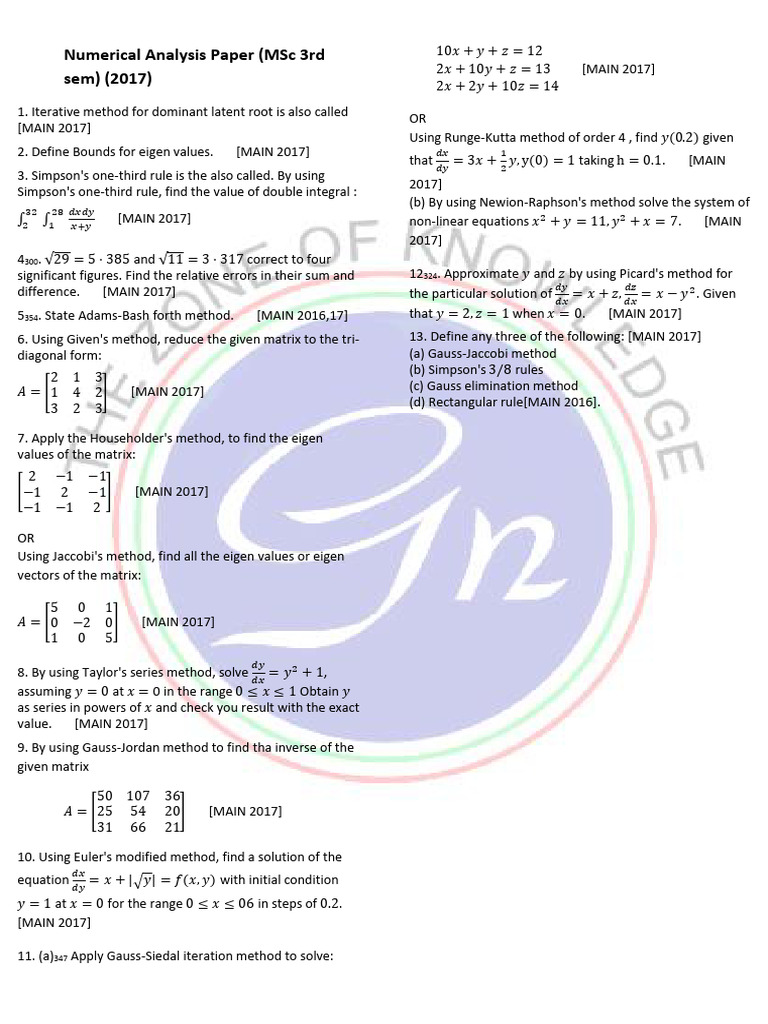 Numerical Analysis Techniques and Methods | PDF | Eigenvalues And ...