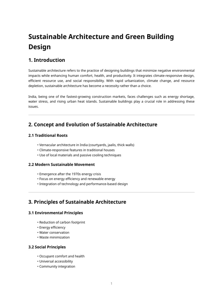 Sustainable Architecture and Green Building Design | PDF | Green ...